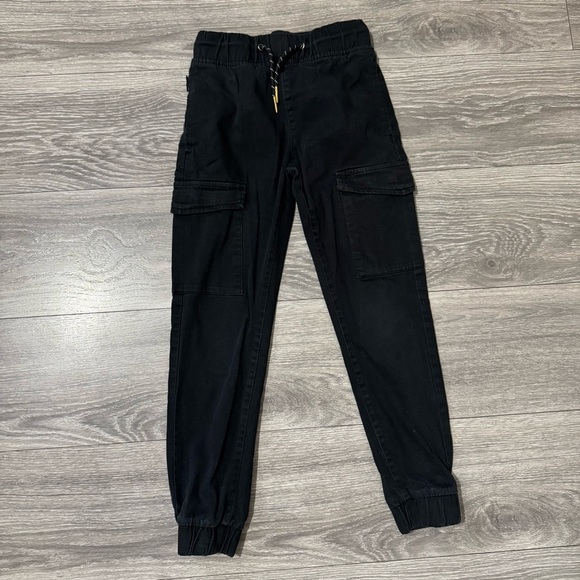Ring of fire Big Boy Black Cargo Joggers Adjustable Waist Size 8 Cotton Blend - Picture 1 of 12
